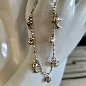 Fashion Silver Color Ball Dolphin Bracelet/Anklet 7"